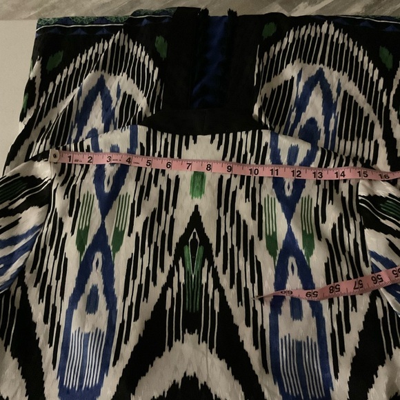 Chico's Kimono 40th Anniversary Border Tassel Ikat Boho Size 4-Small (Chico's 0) - Picture 10 of 13
